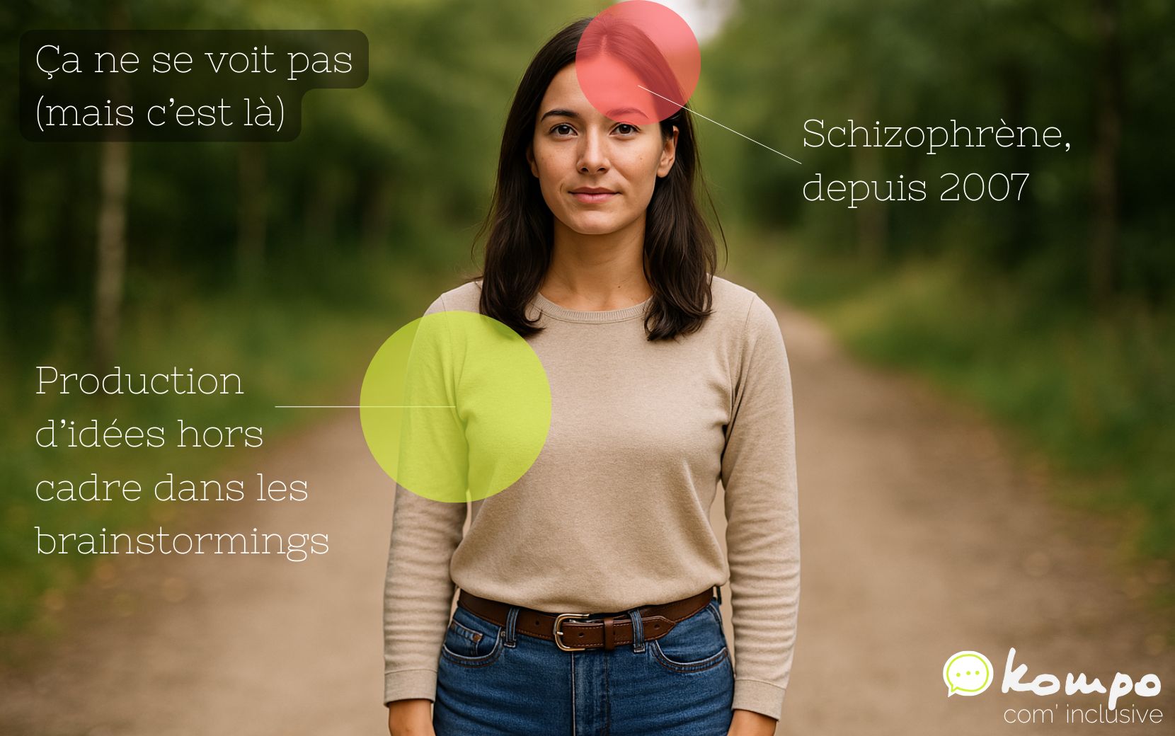 Handicap invisible : schizophrénie (depuis 2007) – atout : production d’idées hors cadre en brainstorming.