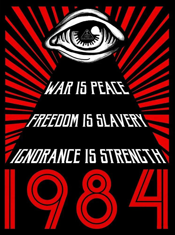 Couverture du roman « 1984 » de George Orwell, référence à la novlangue et à la censure