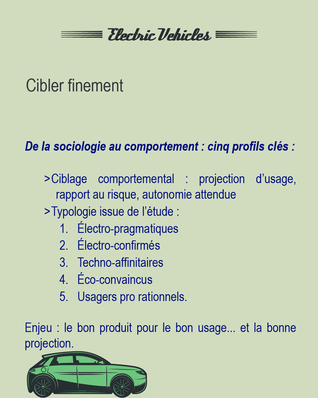 Ciblage comportemental dans le marché du véhicule électrique – cinq profils clés.