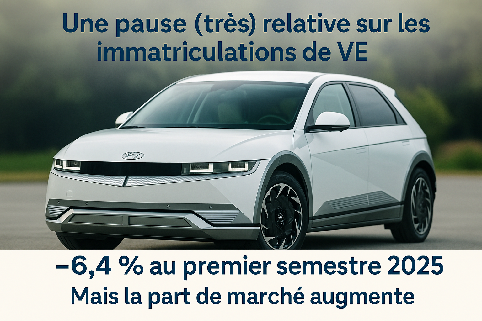 Une pause (très) relative sur les immatriculations de VE. Baisse au premier semestre, mais la part de marché augmente.