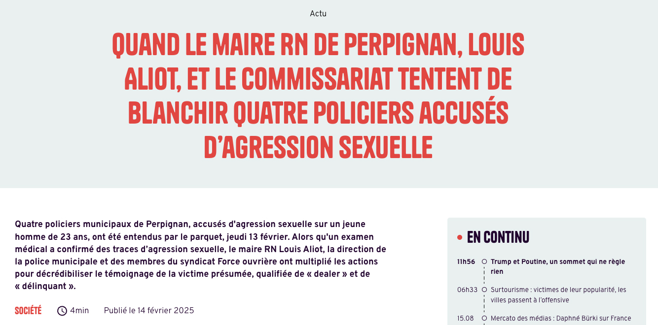 Louis Aliot couvre des policiers accusés d’agression sexuelle