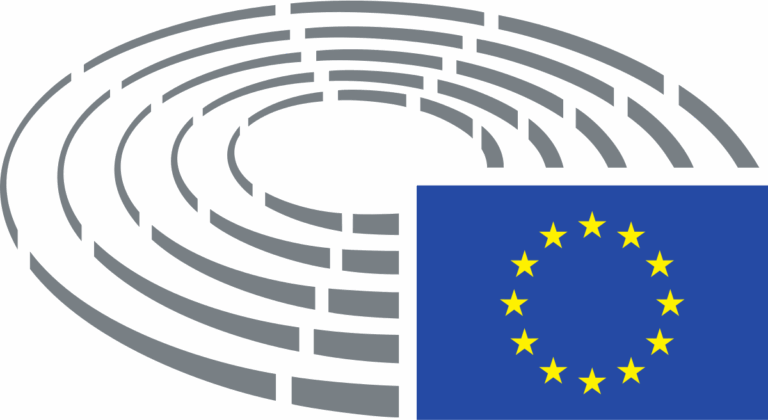 Logo stylisé du Parlement européen – institution en charge du vote sur la fin du thermique