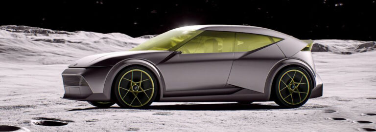 Hyundai Concept Three, préfiguration de la future Ioniq 3, présenté à l’IAA 2025 sur un décor lunaire.
