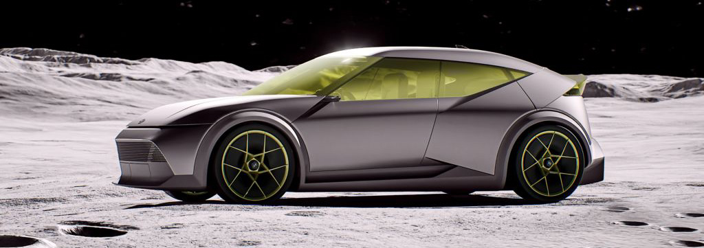Hyundai Concept Three, préfiguration de la future Ioniq 3, présenté à l’IAA 2025 sur un décor lunaire.