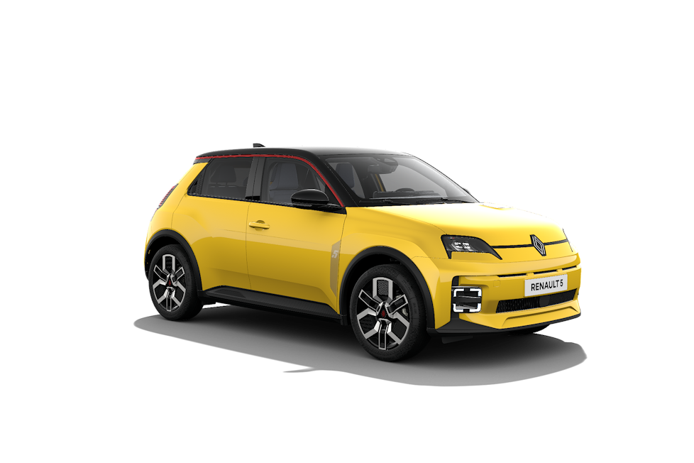 Renault 5 E-Tech électrique Renault 5 E-Tech électrique, citadine compacte jaune 100 % électrique.