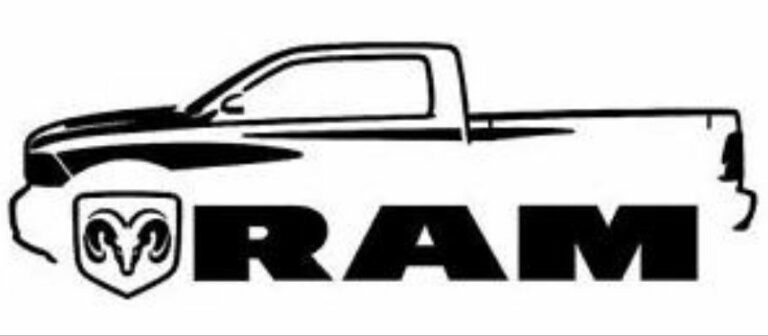 Logo stylisé du pick-up Ram – symbole industriel américain de Stellantis
